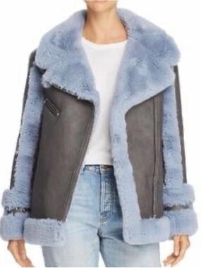 HeurueH Bad To The Bone Womens Faux-Fur Faux-Leather Moto Coat Medium/Large